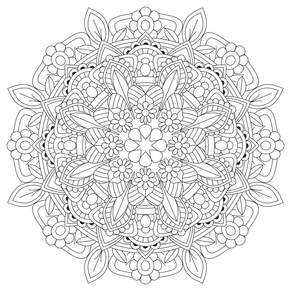 Canvas on Demand Poster Print 12 x 12 entitled Coloring Mandala Pretty 19