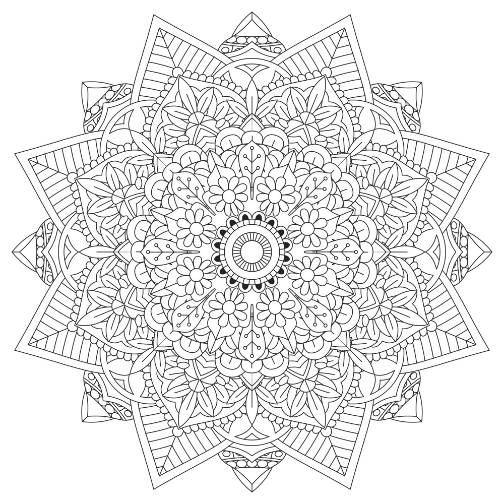 Canvas on Demand Poster Print 12 x 12 entitled Coloring Mandala Pretty 28
