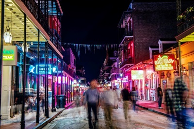 Bourbon Street At Night, New Orleans, Louisiana