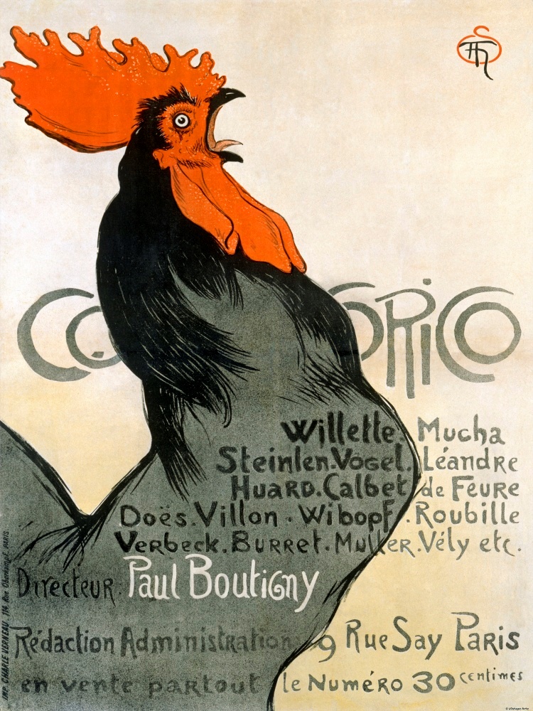 Canvas on Demand Poster Print 12 x 16 entitled Cocorico, Vintage Poster, by Theophile Alexandre Steinlen