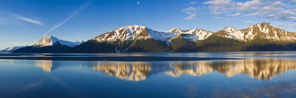 Canvas on Demand Poster Print 36 x 12 entitled Panoramic view of Turnagain Arm and Kenai Mountains near Girdwood
