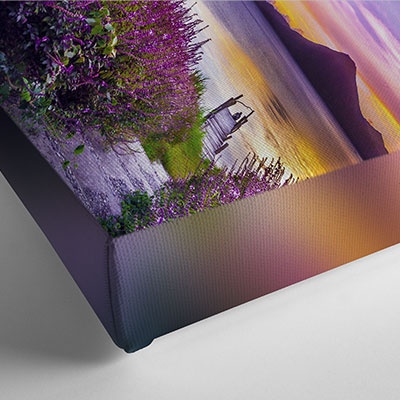 Close up of a canvas print corner