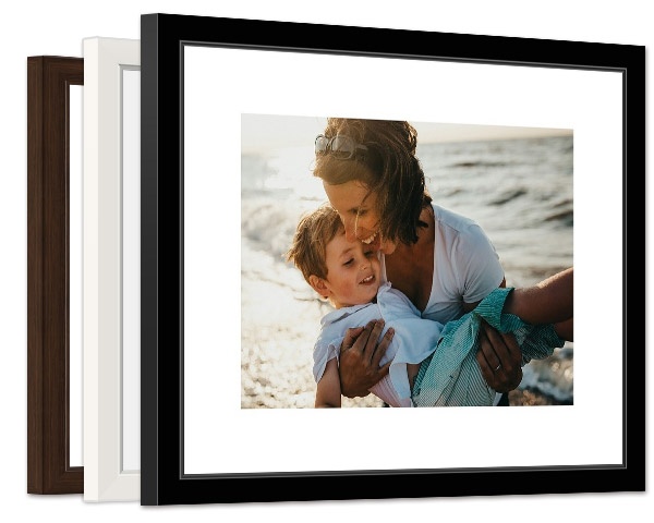 mom and child photo in a framed print with multiple finish options
