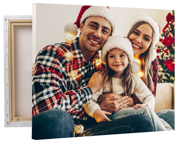 A Christmas photo printed on a canvas print