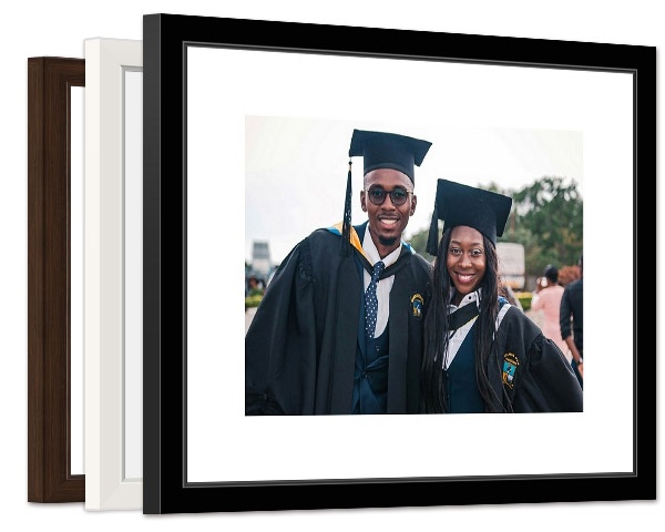 graduation photo in a framed print with multiple finish options
