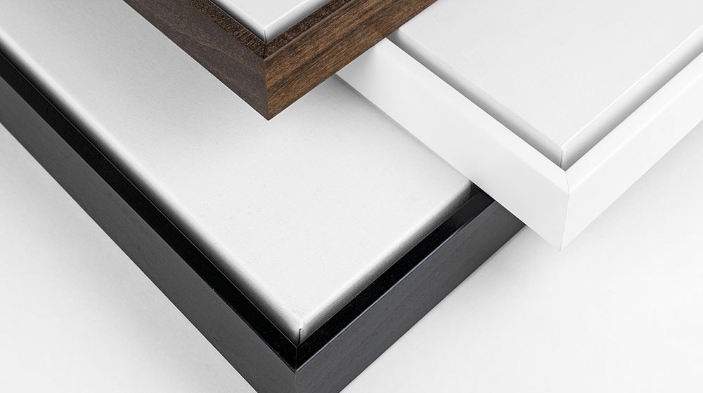 three of our most popular floating frame colors