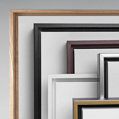 Group of six color options for floating frames.