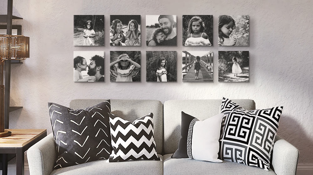 canvas gallery wall display featuring family outdoor photos