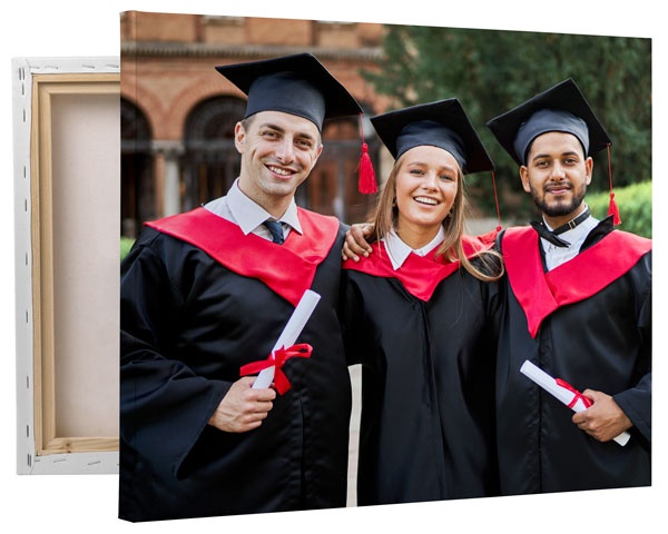 A graduation photo printed on a canvas print
