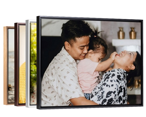 family photo in a float framed canvas print with multiple finish options