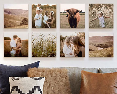 canvas wall display of family outdoors