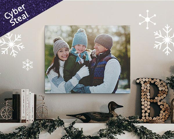 canvas print of a family in winter gear