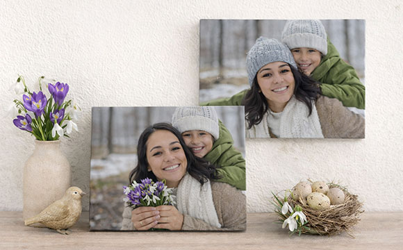 Three canvases with a variety of family photos