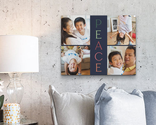 room featuring collage canvas prints