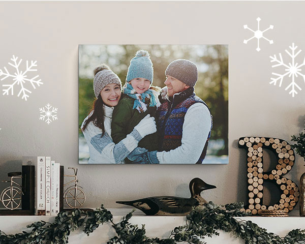 canvas print of a family in winter gear