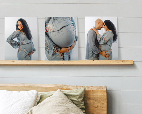 three 11x14 canvas prints from a maternity photoshoot