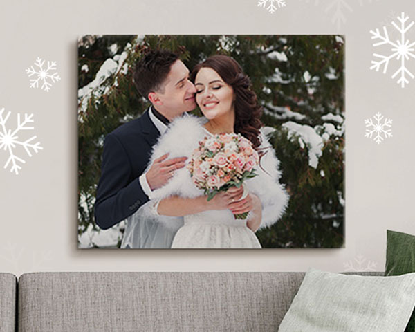 Wedding Image printed on canvas and hung in a home
