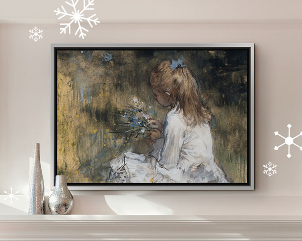 Art painting printed on a canvas mounted in a floating frame
