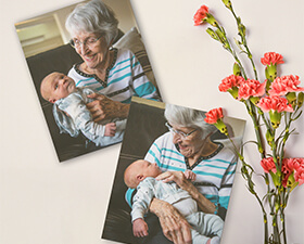 two flatlay canvases featuring a grandma and her baby grandson
